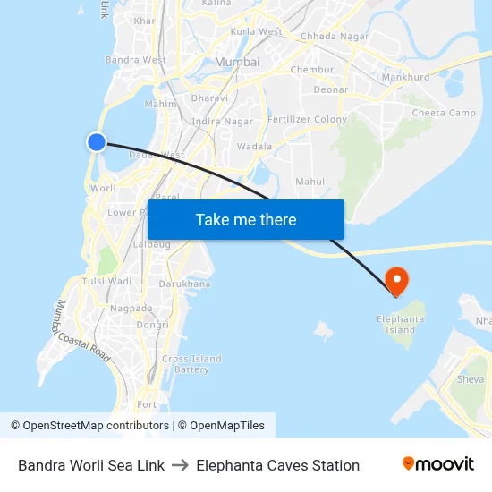 Bandra Worli Sea Link to Elephanta Caves Station map