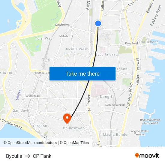 Byculla to CP Tank map
