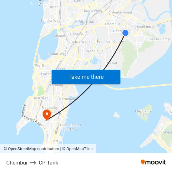 Chembur to CP Tank map