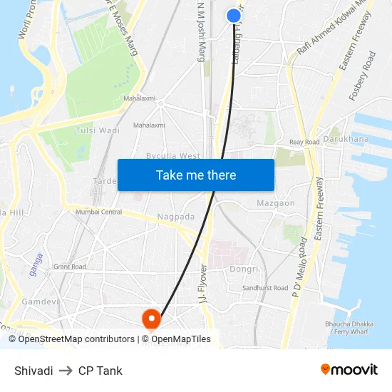 Shivadi to CP Tank map
