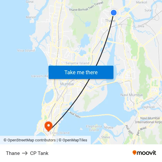 Thane to CP Tank map