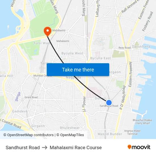 सैंडहर्स्ट रोड to महालक्ष्मी रेस कोर्स map