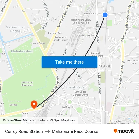 Currey Road Station to Mahalaxmi Race Course map