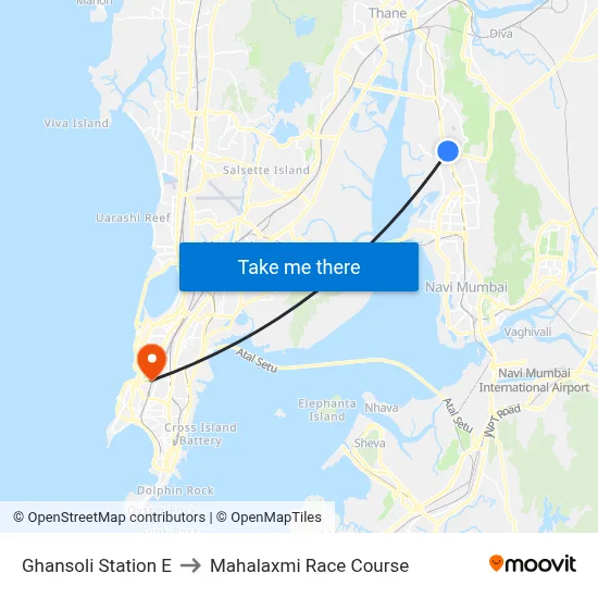 Ghansoli Station E to Mahalaxmi Race Course map