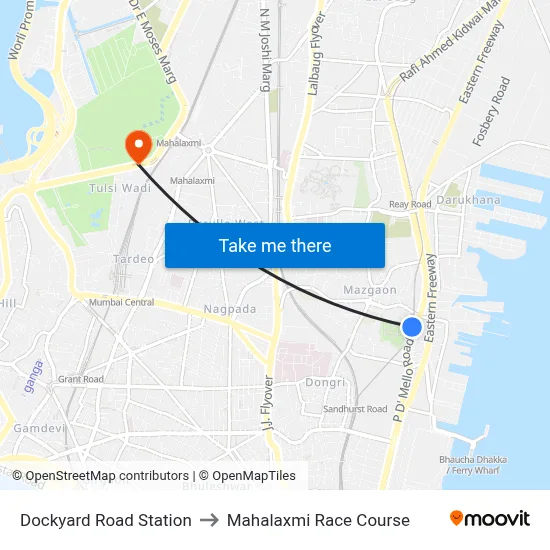 Dockyard Road Station to Mahalaxmi Race Course map
