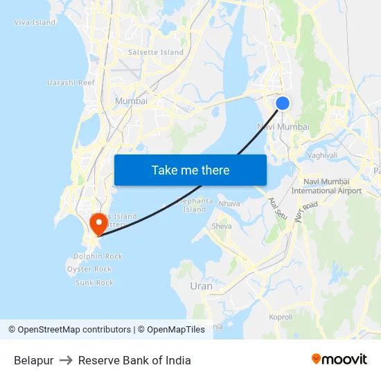 Belapur to Reserve Bank of India map