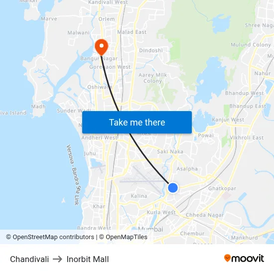 चांदिवली to इनऑर्बिट मॉल map