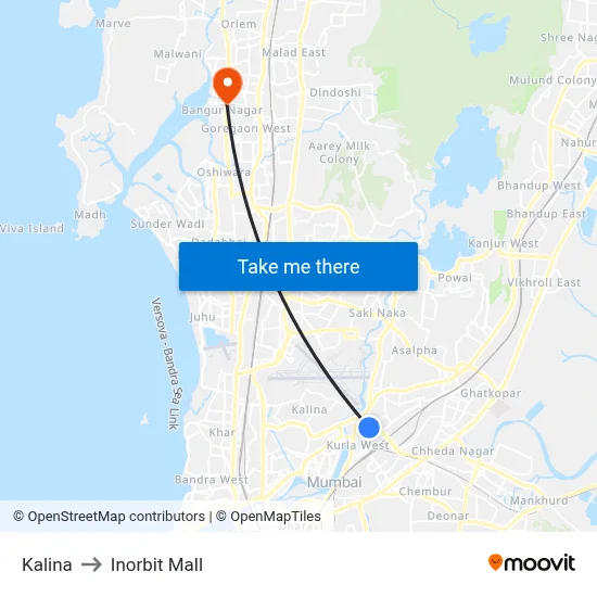 कलीना to इनऑर्बिट मॉल map