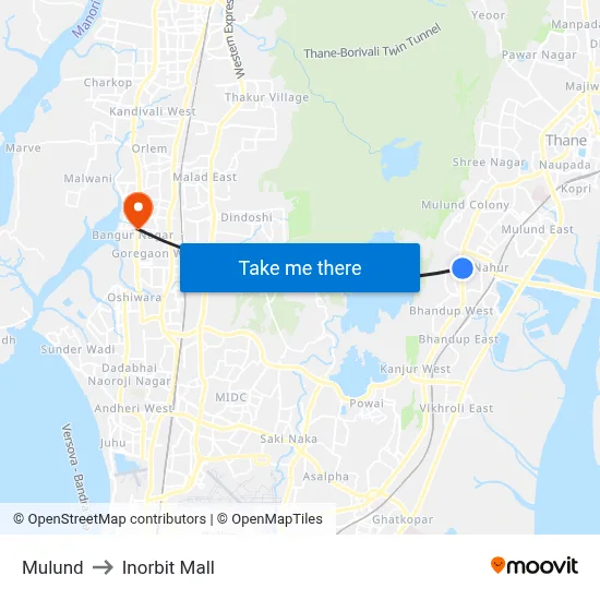 मुलुंड to इनऑर्बिट मॉल map