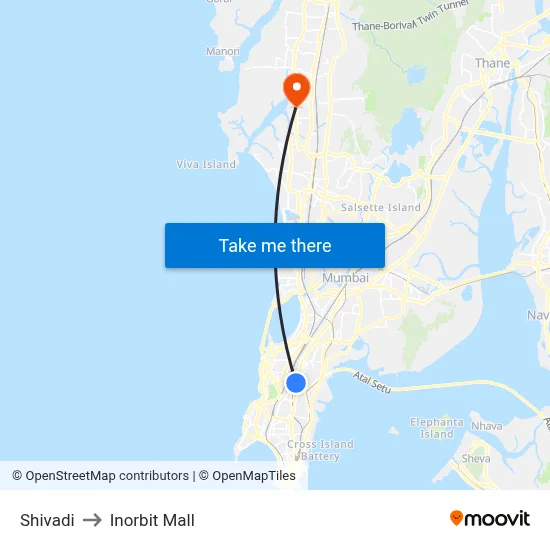 Shivadi to Inorbit Mall map