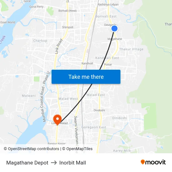 Magathane Depot to Inorbit Mall map