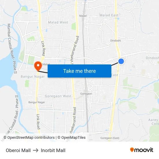ओबेरॉय मॉल to इनऑर्बिट मॉल map