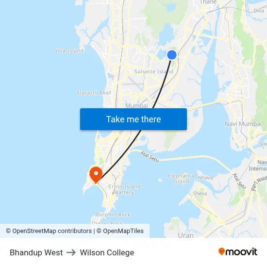 Bhandup West to Wilson College map