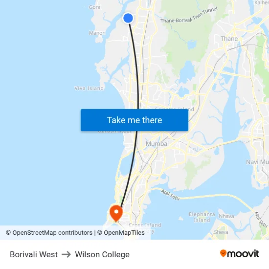 Borivali West to Wilson College map