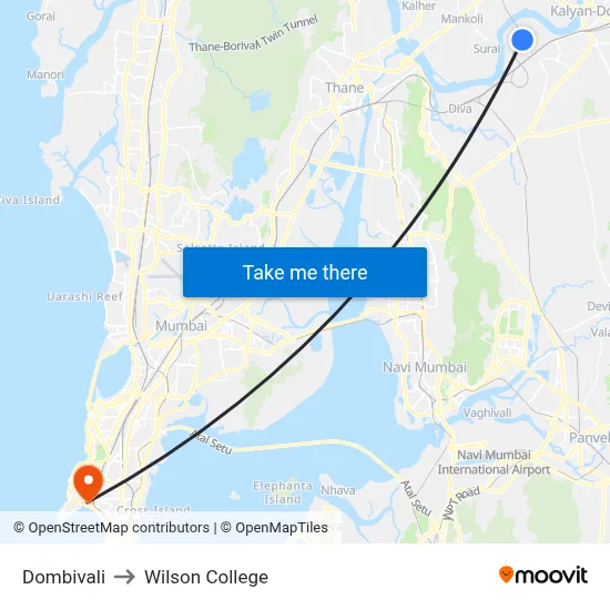 Dombivali to Wilson College map