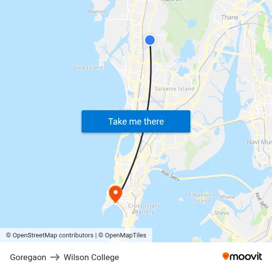 Goregaon to Wilson College map