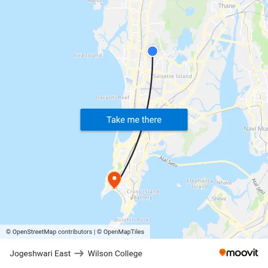 Jogeshwari East to Wilson College map