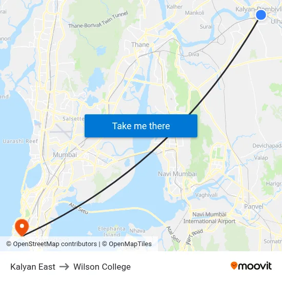 Kalyan East to Wilson College map