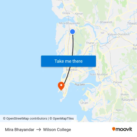 Mira Bhayandar to Wilson College map