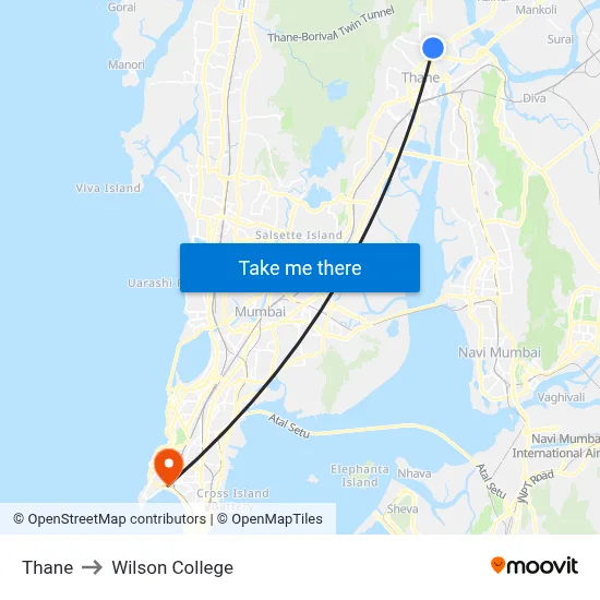Thane to Wilson College map