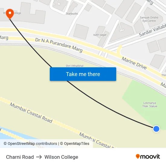 Charni Road to Wilson College map