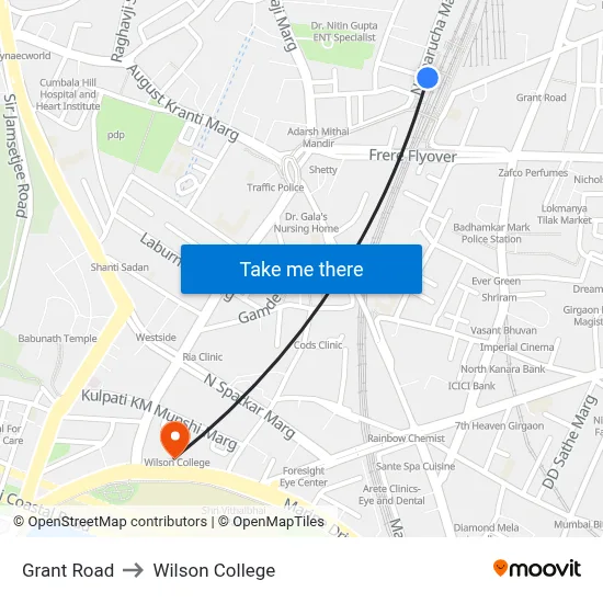 Grant Road to Wilson College map
