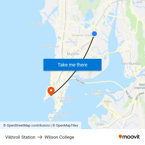 Vikhroli Station to Wilson College map