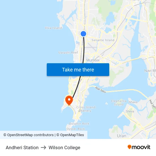 अंधेरी स्टेशन to विल्सन कॉलेज map