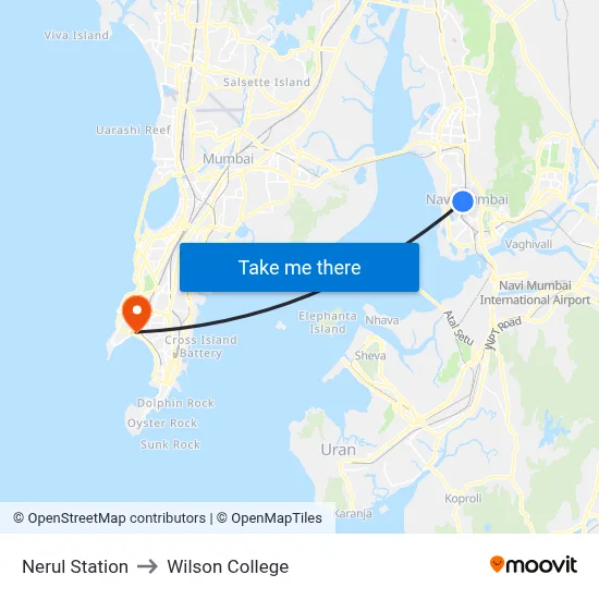नेरुल स्टेशन to विल्सन कॉलेज map