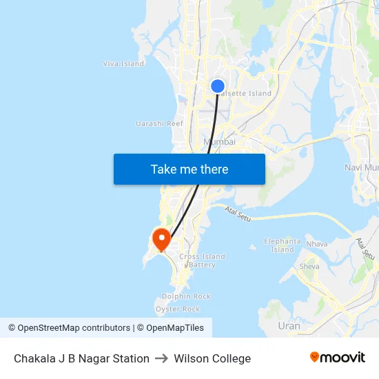 Chakala J B Nagar Station to Wilson College map