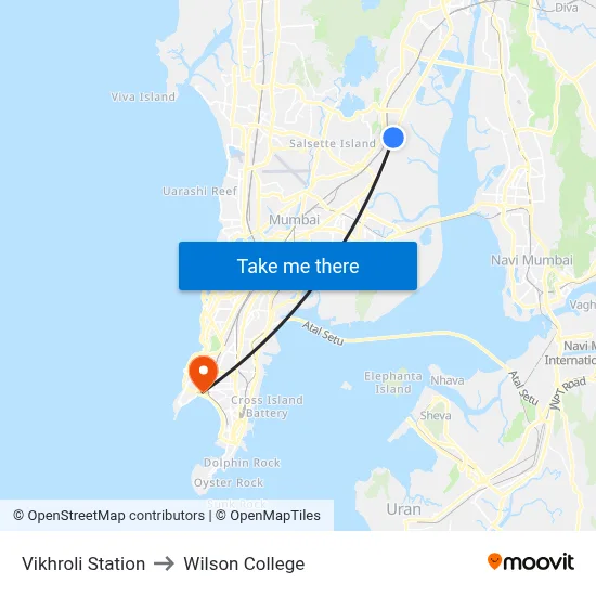 Vikhroli Station to Wilson College map