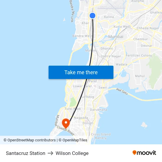 Santacruz Station to Wilson College map