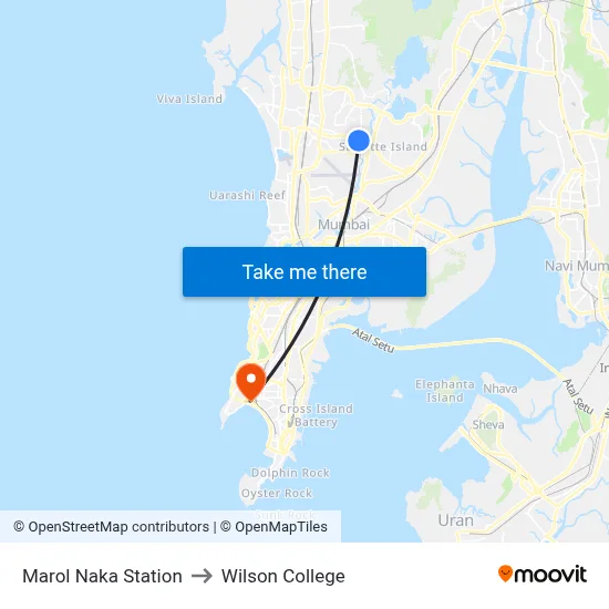 Marol Naka Station to Wilson College map
