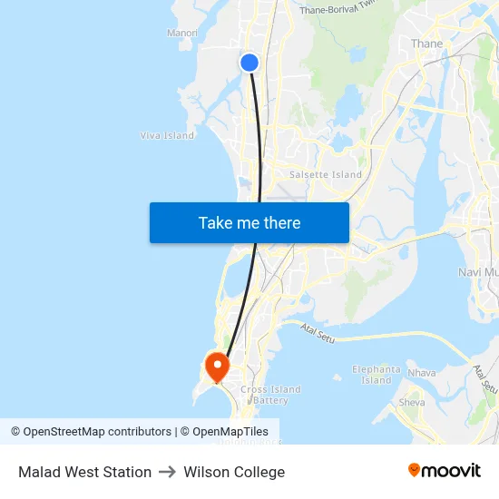 Malad West Station to Wilson College map