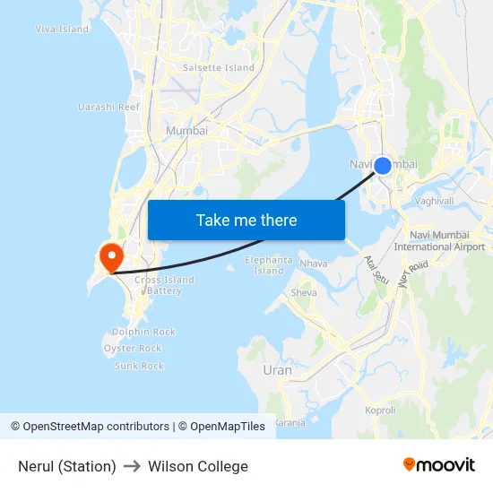 Nerul (Station) to Wilson College map