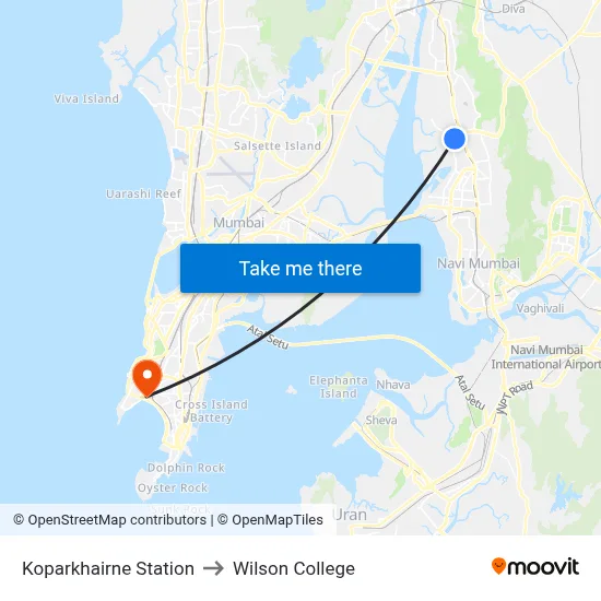 Koparkhairne Station to Wilson College map