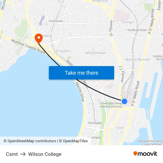 Csmt to Wilson College map
