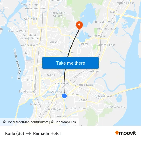 Kurla (Sc) to Ramada Hotel map