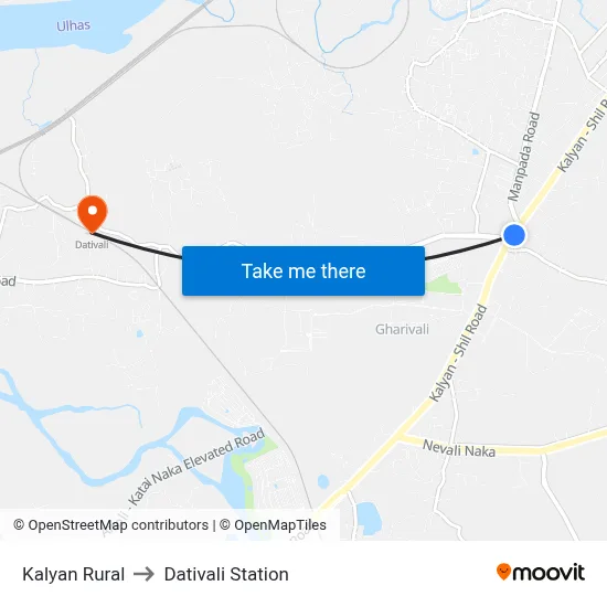 Kalyan Rural to Dativali Station map