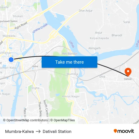 Mumbra-Kalwa to Dativali Station map