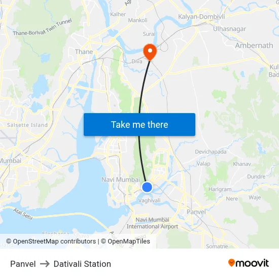 Panvel to Dativali Station map