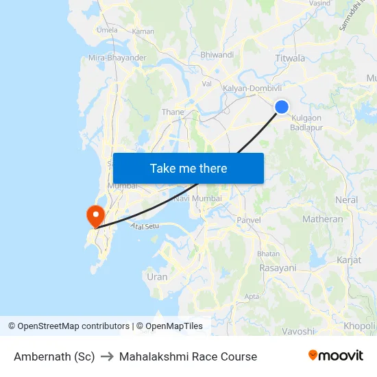 Ambernath (Sc) to Mahalakshmi Race Course map