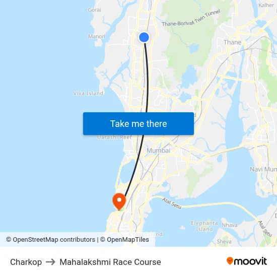 Charkop to Mahalakshmi Race Course map