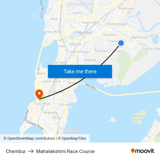 Chembur to Mahalakshmi Race Course map