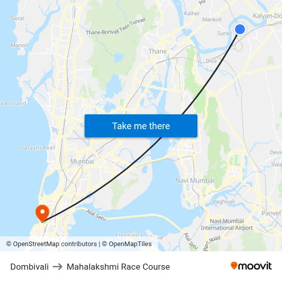 Dombivali to Mahalakshmi Race Course map