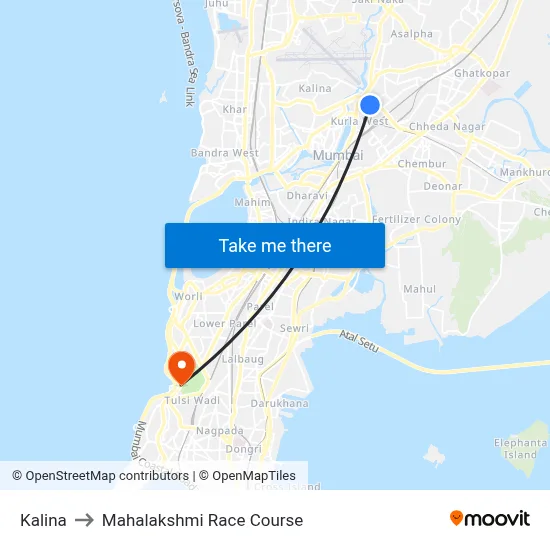 Kalina to Mahalakshmi Race Course map