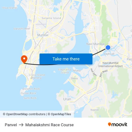 Panvel to Mahalakshmi Race Course map