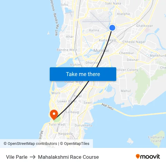 Vile Parle to Mahalakshmi Race Course map
