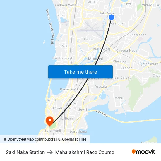 साकी नाका स्टेशन to महालक्ष्मी रेस कोर्स map