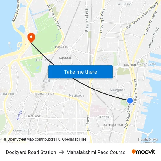 Dockyard Road Station to Mahalakshmi Race Course map